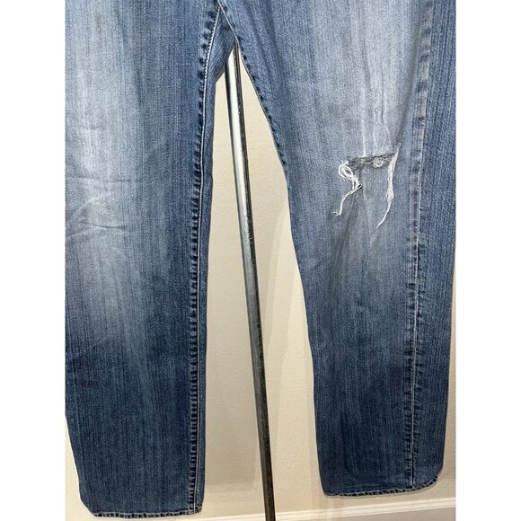 Lucky Brand 361 Vintage Jeans Mens 34X34 Straight Cut Factory Distressed - Picture 2 of 11